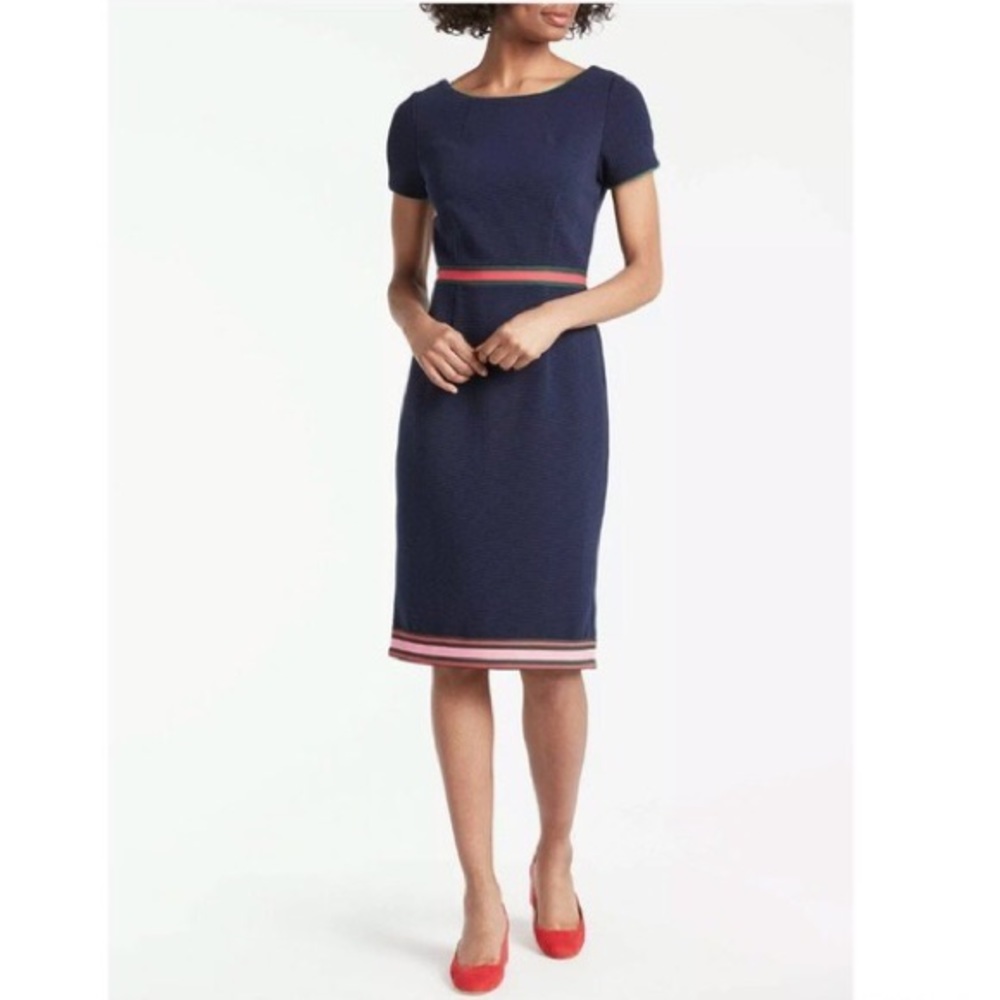 Boden Kaia Ottoman Dress in navy knee length size 6L